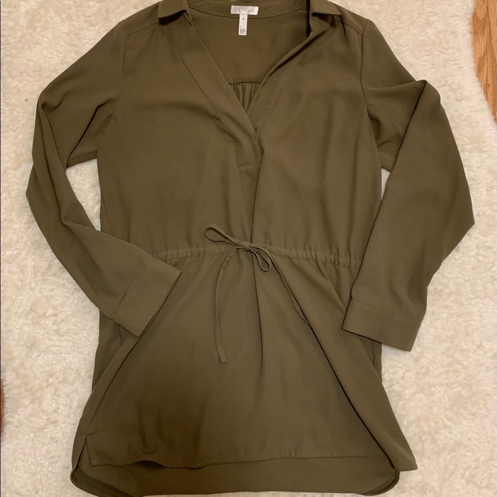 Leith shirt dress with drawstring waist.